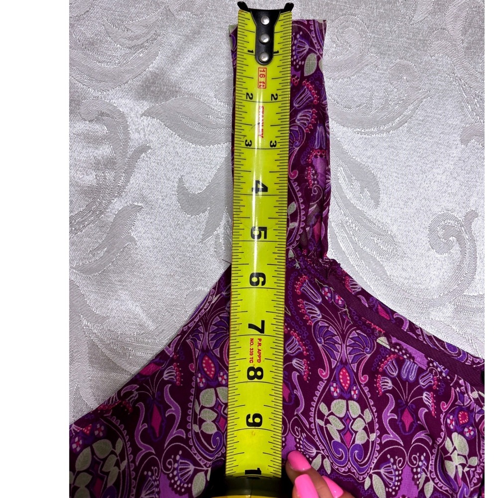 Avenue Womens Purple Medallion Button Front Tank Top Blouse Plus Size 14/16 - Picture 3 of 6
